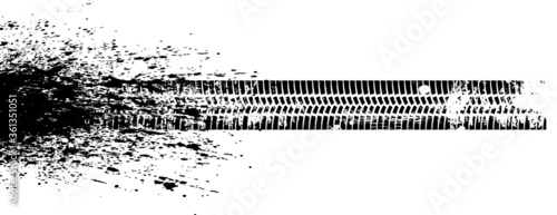 Vector Print Textured Tire Track . Design Element . Car tread silhouette . Mud splash grunge texture