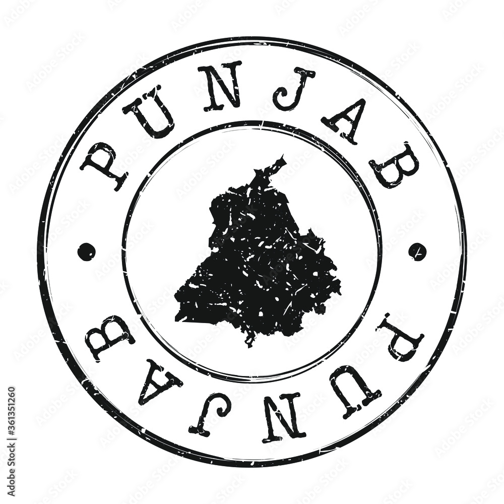 Punjab India Map Postmark. Silhouette Postal Passport. Stamp Round
