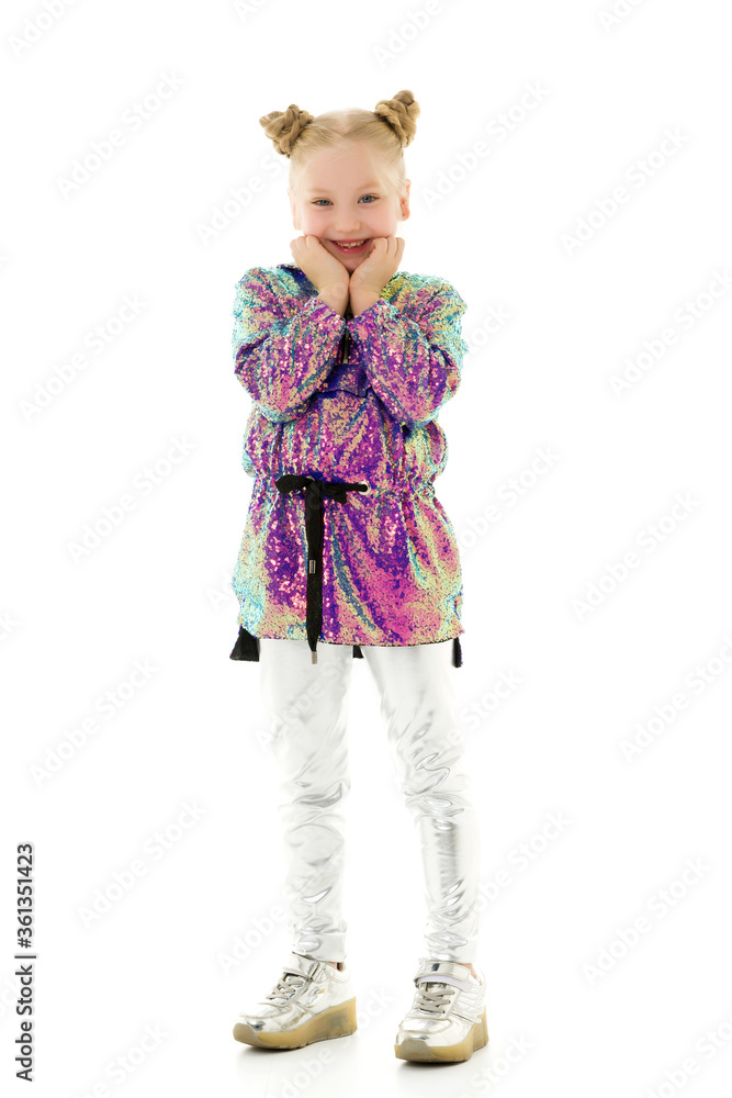 The little girl folded her hands around her face. The little girl folded her hands around her face.