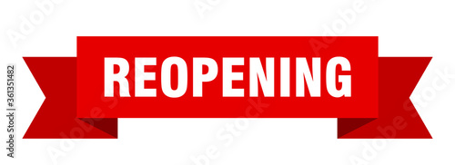 reopening ribbon. reopening isolated band sign. reopening banner