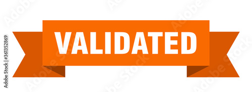 validated ribbon. validated isolated band sign. validated banner