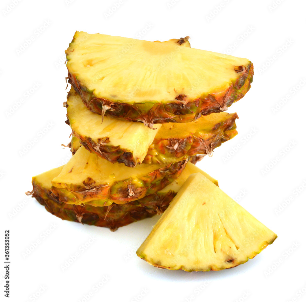 Pineapple slices isolated on white background Pineapple slices isolated on white background
