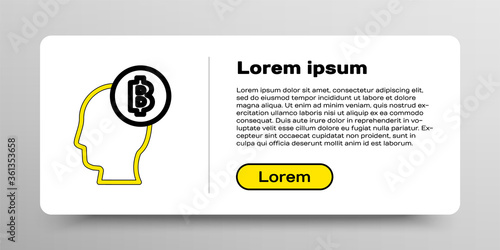 Line Bitcoin think icon isolated on white background. Cryptocurrency head. Blockchain technology, digital money market, cryptocoin wallet. Colorful outline concept. Vector