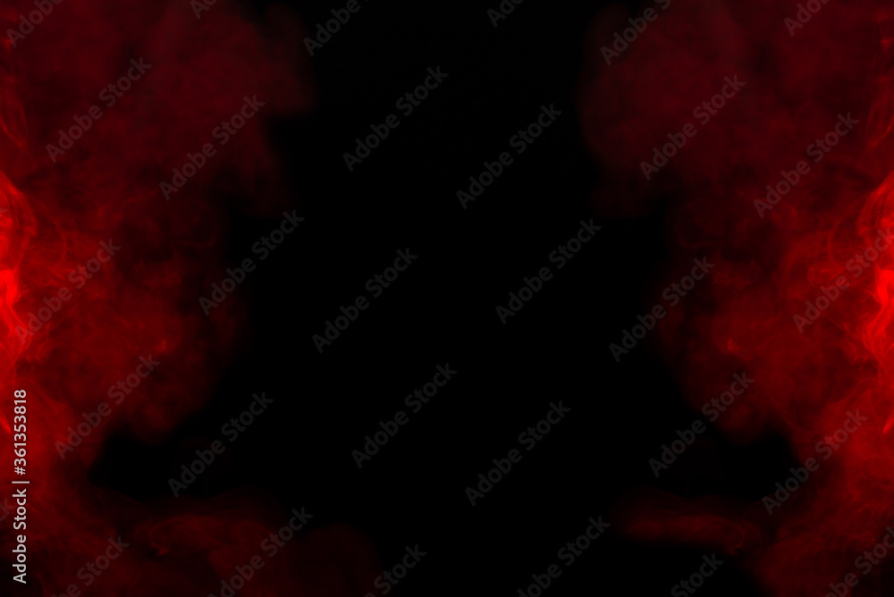 Fototapeta premium Red steam on a black background.