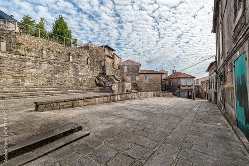 Strolling through the medieval streets of Tui. Tourism in Galicia. The most beautiful spots in Spain. Declared a Historic Artistic Site