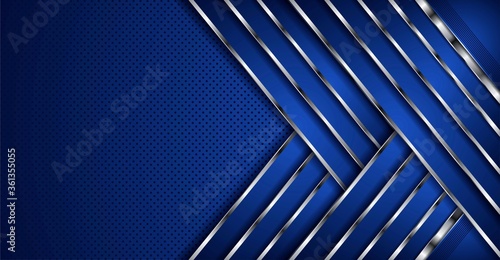abstract blue overlap layers background with silver line