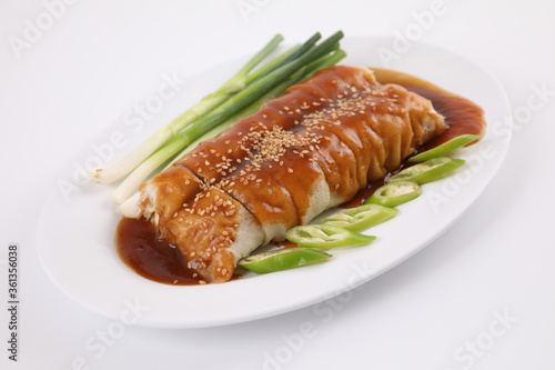 Spring Roll also known as Egg Roll local thai food isolated in white background
