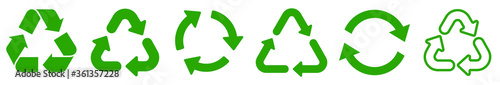 Recycle signs. Recycle arrow collection. Recycling icon set. Vector illustration