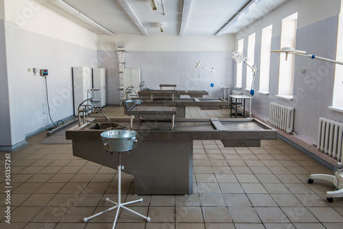 Autopsy  tables in the morgue in clinic.