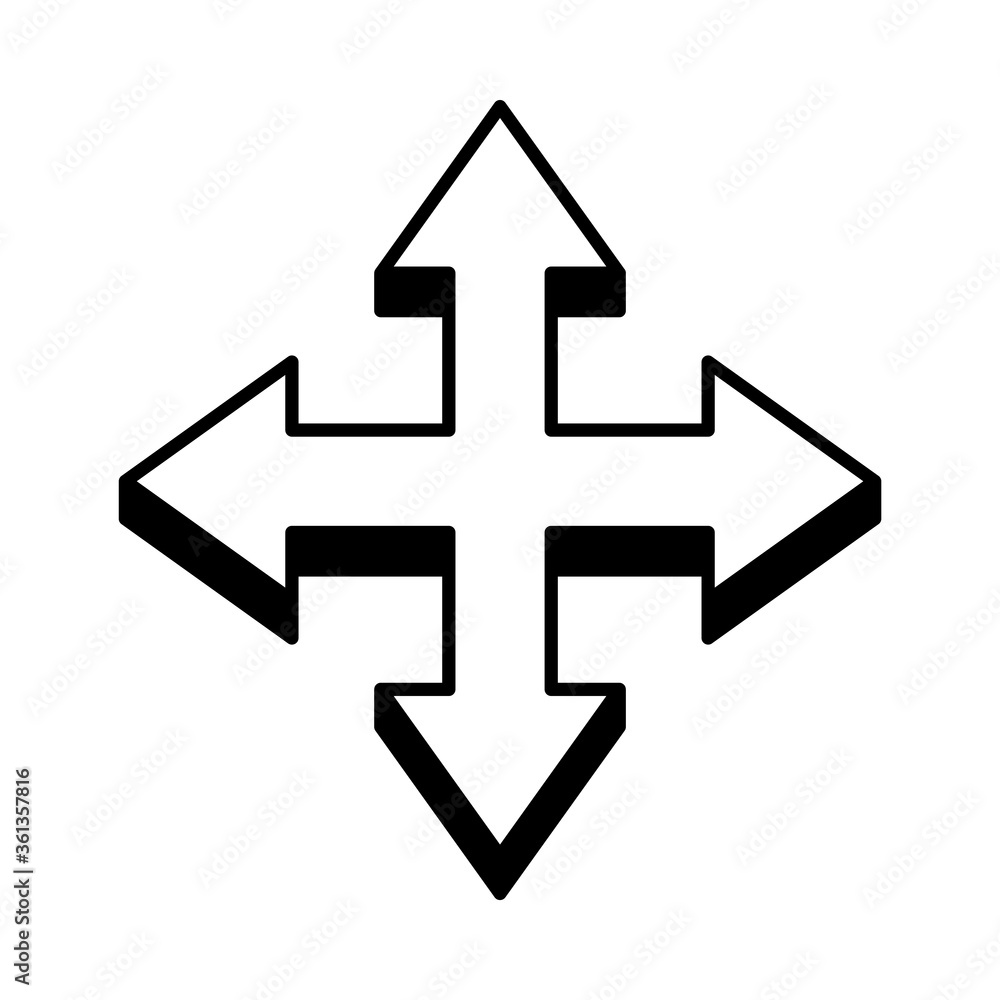 four arrows icon, line style four arrows icon, line style