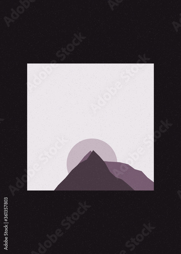 color Mountains rocks silhouette art logo design illustration