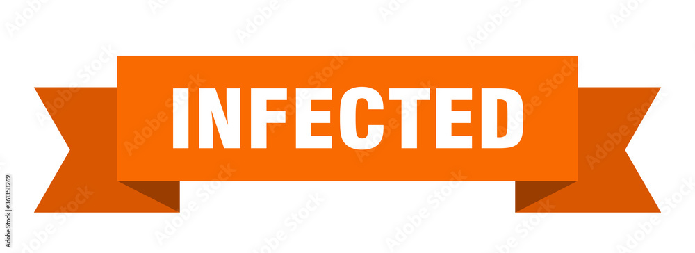 infected ribbon. infected isolated band sign. infected banner infected ribbon. infected isolated band sign. infected banner