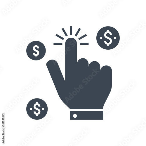 Pay Per Click Related Vector Glyph Icon. Isolated on White Background. Vector Illustration.