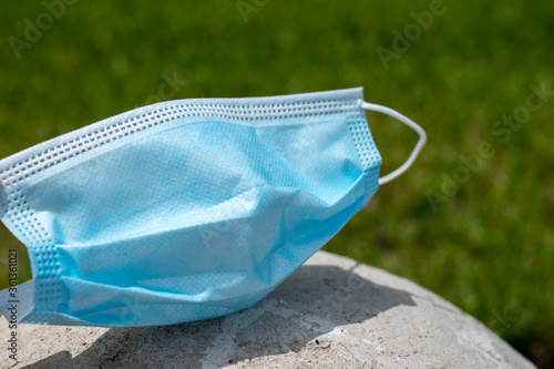Used Corona Virus mask outdoors