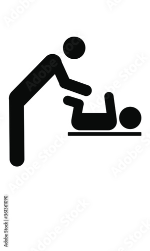 Changing station restroom sign vectors icon Man changing diaper silhouette 