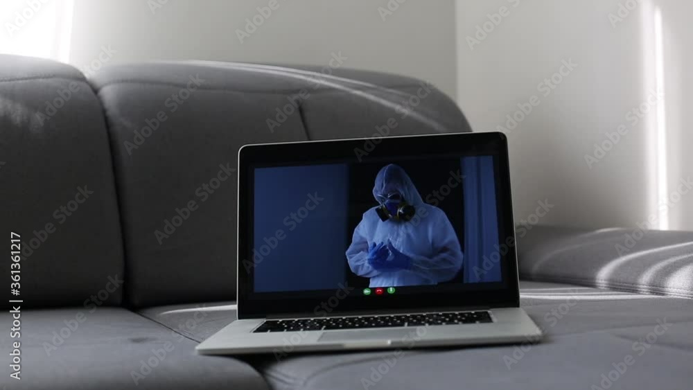 Medium shot of man is hazmat suit presenting Covid-19 rules. Shot was taken in 8K Medium shot of man is hazmat suit presenting Covid-19 rules. Shot was taken in 8K