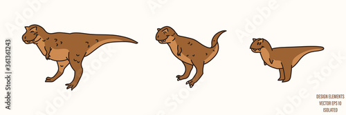 Carntotaurus dinosaur gender neutral baby illustration clipart. Simple whimsical minimal earthy 2 tone color. Kids nursery room decor print or cartoon animal line art sticker.
