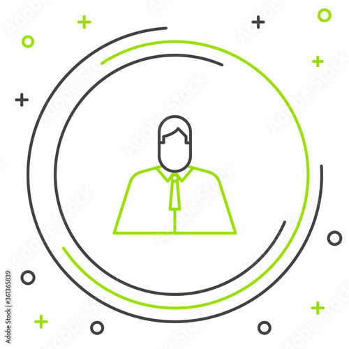 Line Lawyer, attorney, jurist icon isolated on white background. Jurisprudence, law or court icon. Colorful outline concept. Vector.