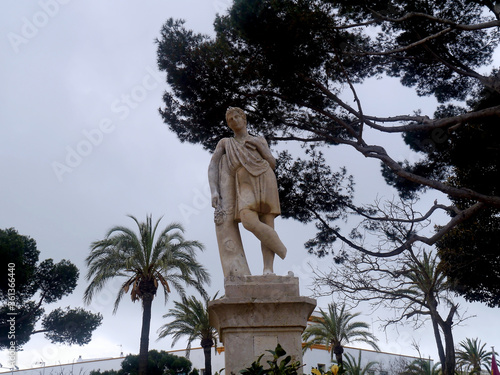 sculpture in the Genoves Park in the bay of Cadiz capital. Andalusia. Spain. Europe. March 1, 2020 