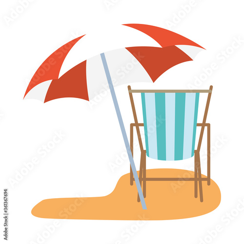 Isolated striped sunchair with umbrella vector design photo