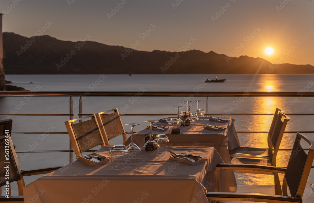 Romantic seafood restaurant by the ocean