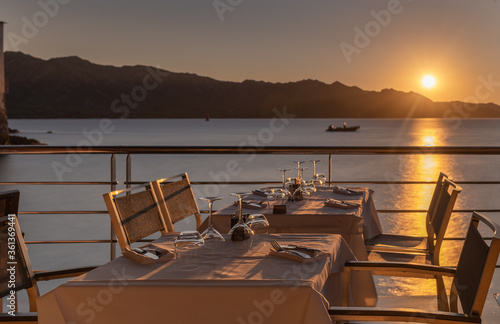 Romantic seafood restaurant by the ocean
