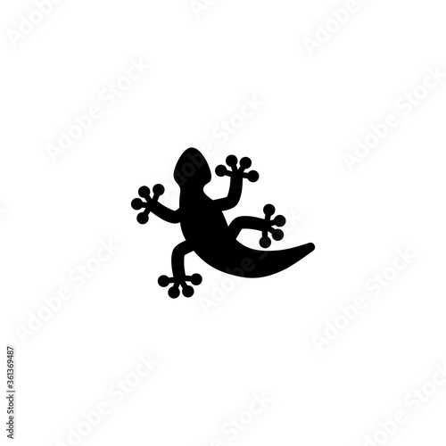Gecko Tattoo, Lizard Reptile, Salamander. Flat Vector Icon illustration. Simple black symbol on white background. Gecko Tattoo, Lizard Salamander sign design template for web and mobile UI element.