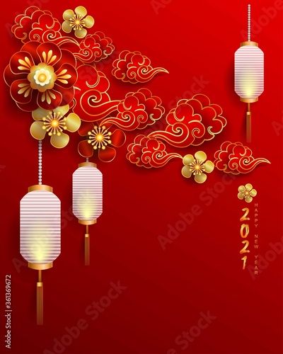 Happy new year 2021 / Chinese new year / Year of the ox / Zodiac sign for greetings card, invitation, posters, brochure, calendar, flyers, banners.