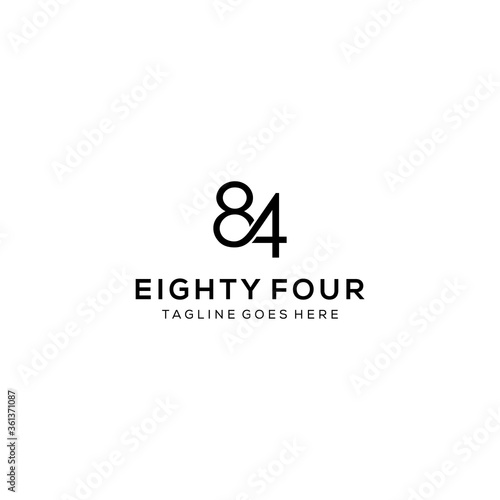 Creative beauty modern minimalist number eighty four sign logo design vector
