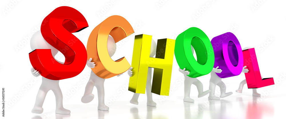 School - colorful letters - 3D illustration School - colorful letters - 3D illustration