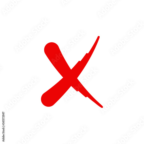 Red cross sign vector design. rejection symbol.