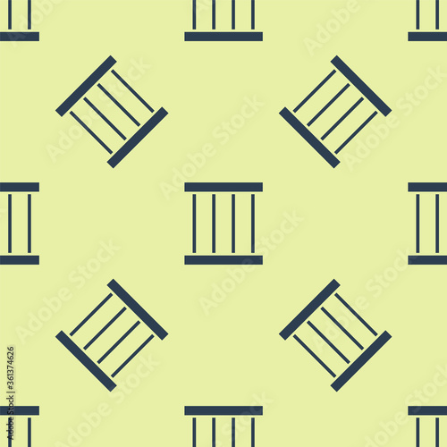 Blue Prison window icon isolated seamless pattern on yellow background.  Vector Illustration