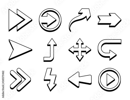 Free Download play arrow and arrows symbols icon set, line style - GFXLoad
