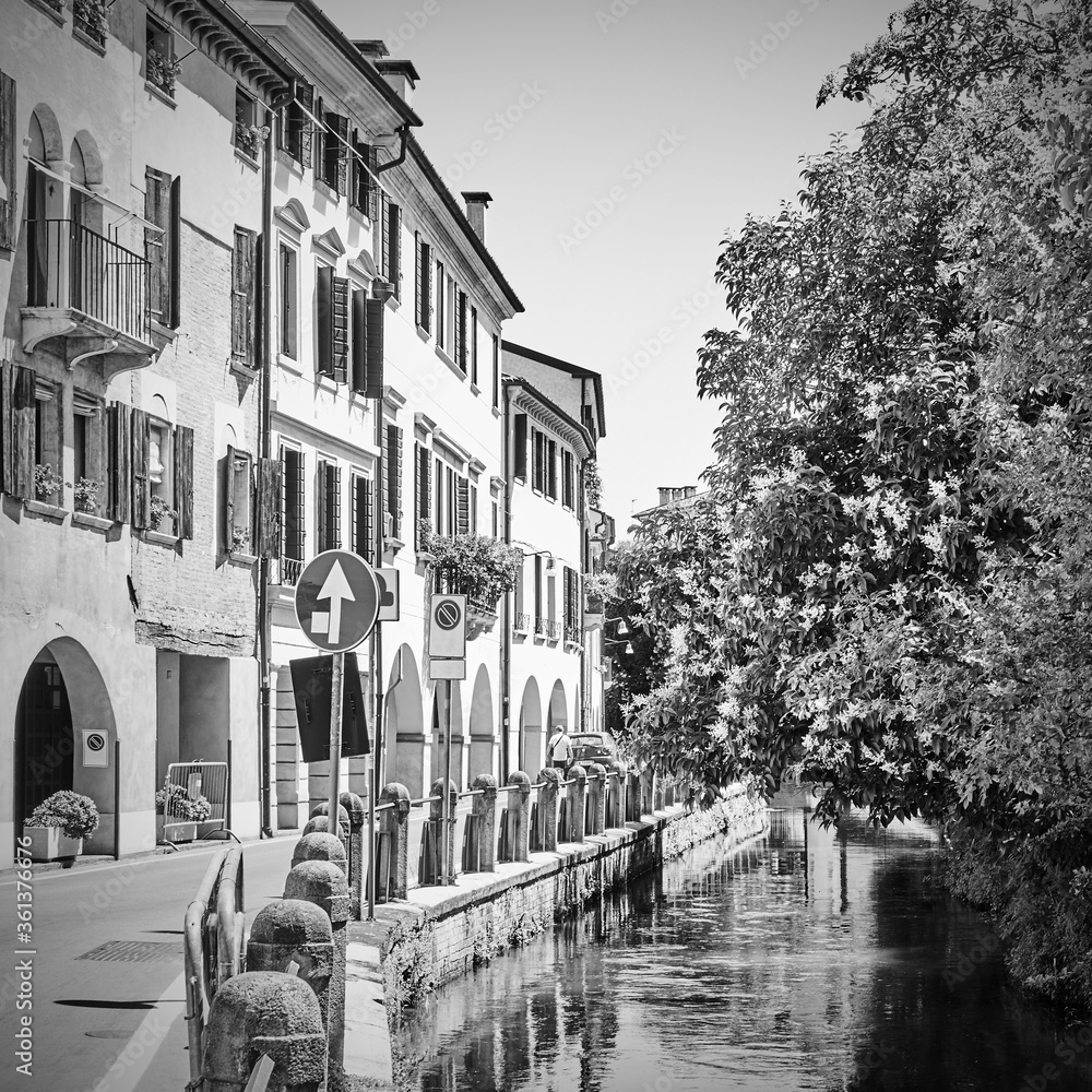 Old street along canal in Treviso
