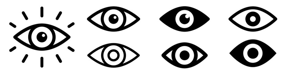 Eye icon set. Eyesight symbol. Retina scan eye icons. Simple eyes collection. Eye silhouette - stock vector.