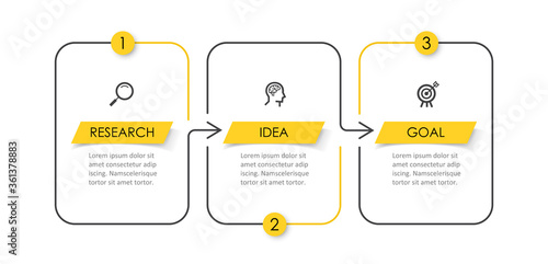 Vector Infographic thin line design with icons and 3 options or steps. Infographics for business concept. Can be used for presentations banner, workflow layout, process diagram, flow chart, info graph