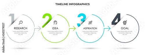 Business Infographic template. Thin line design with numbers 4 options or steps.