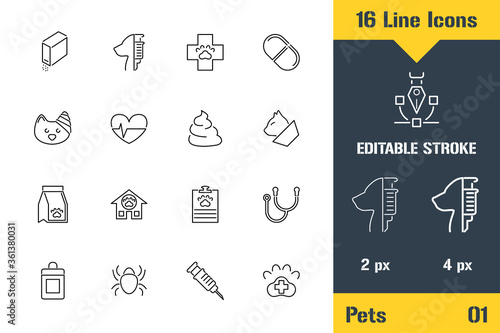 Pets Vet Clinic, Animal Veterinary. Thin line icon - Outline flat vector illustration. Editable stroke pictogram. Premium quality graphics concept for web, logo, branding, ui, ux design, infographics.