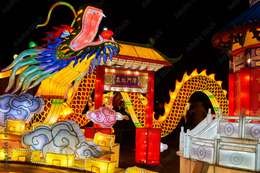 Chinese new year dragon illuminated sculpture