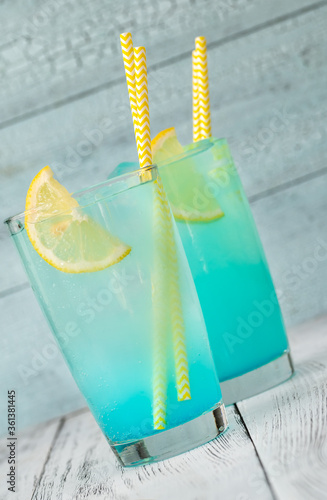 Glasses of electric lemonade