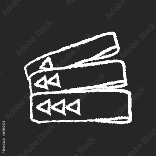 Resistance bands chalk white icon on black background. Home gym equipment for fitness exercise. Sport gear for resistance training. Sportive elastic bands isolated vector chalkboard illustration