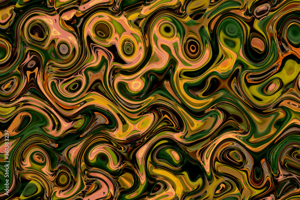 Abstract zigzag pattern with waves. Artistic image processing created by photo of autumn leaves Liquidambar styraciflua. Beautiful multicolor pattern for any decor or design. Background image