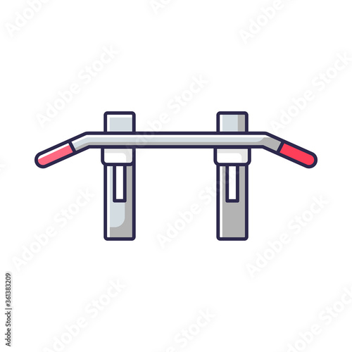 Pull up bar RGB color icon. Upper body workout, bodybuilding exercise. Home gym equipment, sport gear. Horizontal crossbar for pull ups isolated vector illustration