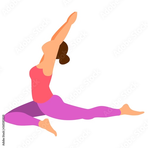 Yoga pose. Silhouettes of slim young girl in yoga asana, practicing yoga stretching exercises. 