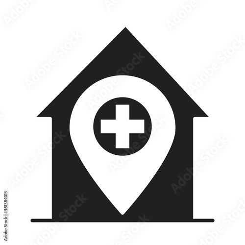 medical house healthcare hospital pictogram silhouette style icon
