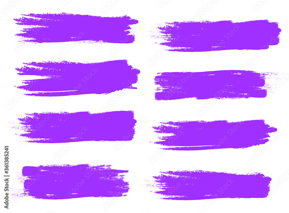 Violet brush stroke set isolated on white background. Trendy brush stroke vector for ink paint, grunge backdrop, dirt banner, watercolor design and dirty texture. Brush stroke vector Violet brush stroke set isolated on white background. Trendy brush stroke vector for ink paint, grunge backdrop, dirt banner, watercolor design and dirty texture. Brush stroke vector