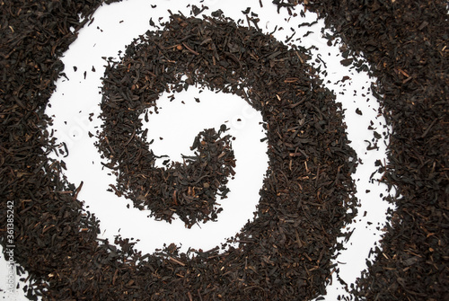 black tea spiral on white