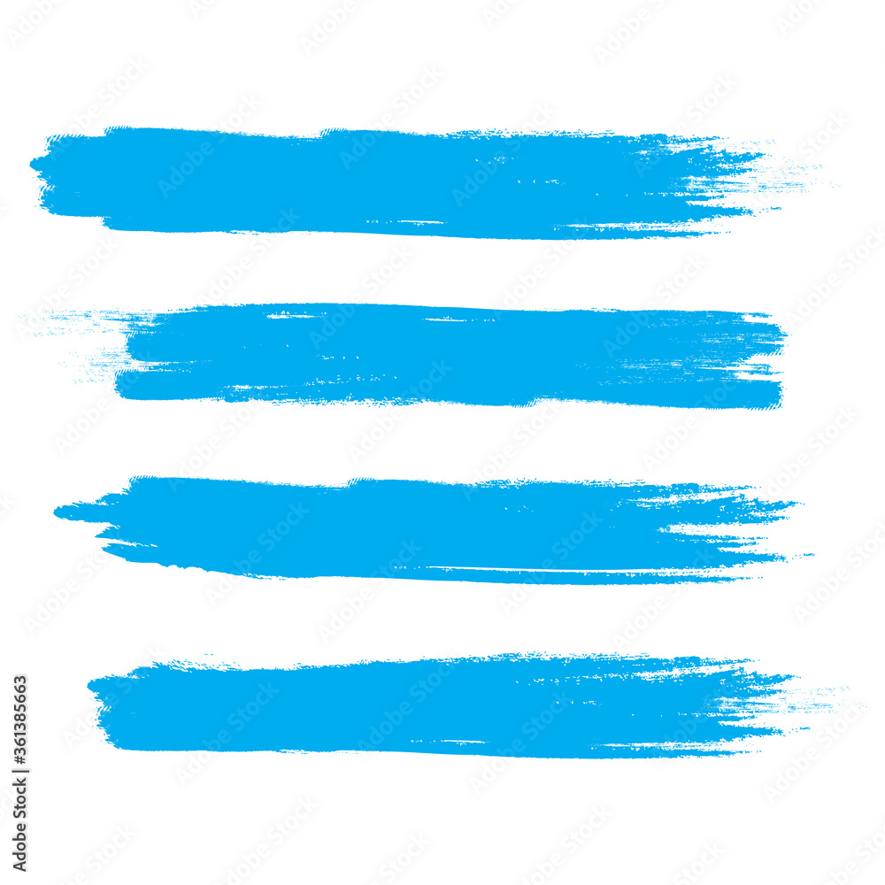 Blue brush stroke set isolated on white background. Trendy brush stroke vector for ink paint, grunge backdrop, dirt banner, watercolor design and dirty texture. Brush stroke vector