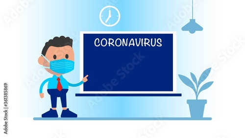 Teacher or scientist talks about Coronavirus.
