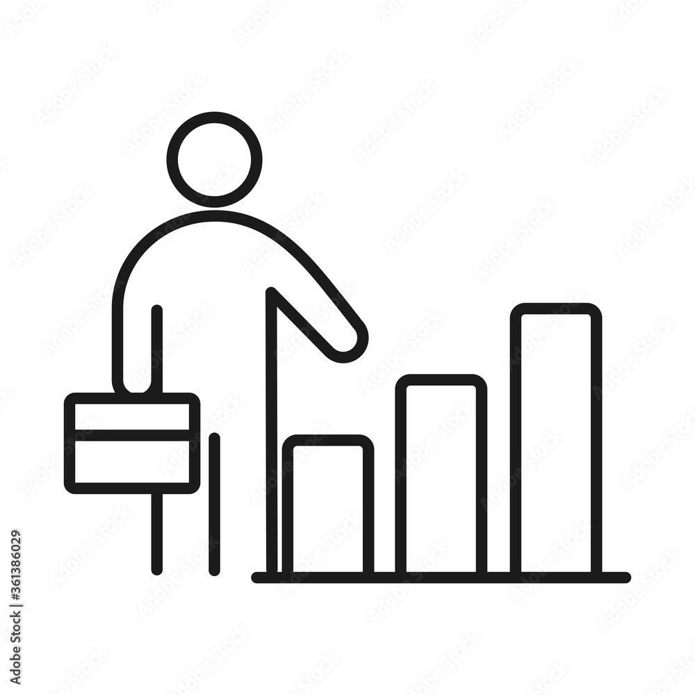 businessman chart report economy business management developing successful line style icon businessman chart report economy business management developing successful line style icon